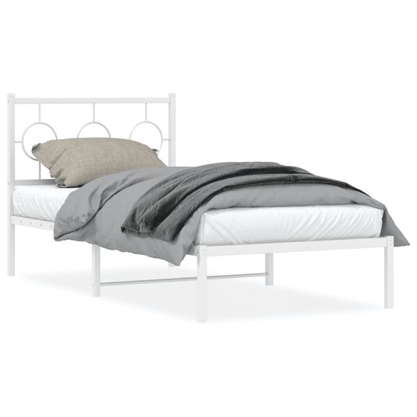 vidaXL Cadre de lit métal sans matelas avec tête de lit blanc 90x200cm