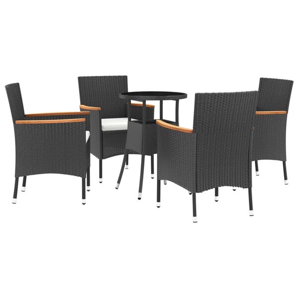 vidaXL Ensemble de bistro de jardin 5 pcs coussins noir poly rotin