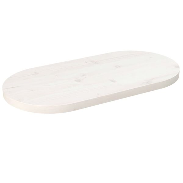 vidaXL Dessus de table blanc 70x35x2,5 cm bois de pin massif ovale