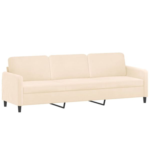 vidaXL Canap&eacute; &agrave; 3 places avec repose-pieds Cr&egrave;me 210 cm Velours