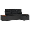 vidaXL Ensemble de canapé de jardin avec coussin 4 pcs Noir polyrotin