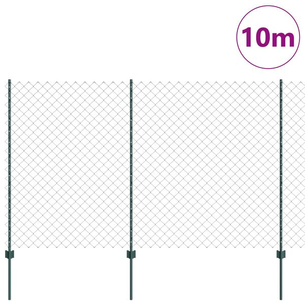 vidaXL Cl&ocirc;ture avec poteau Vert 1,5 x 10 m Acier et PVC