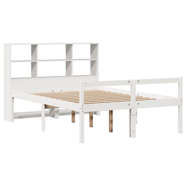 vidaXL Lit biblioth&egrave;que sans matelas blanc 140x190 cm bois pin massif