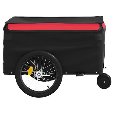 vidaXL Remorque de vélo noir et rouge 30 kg fer