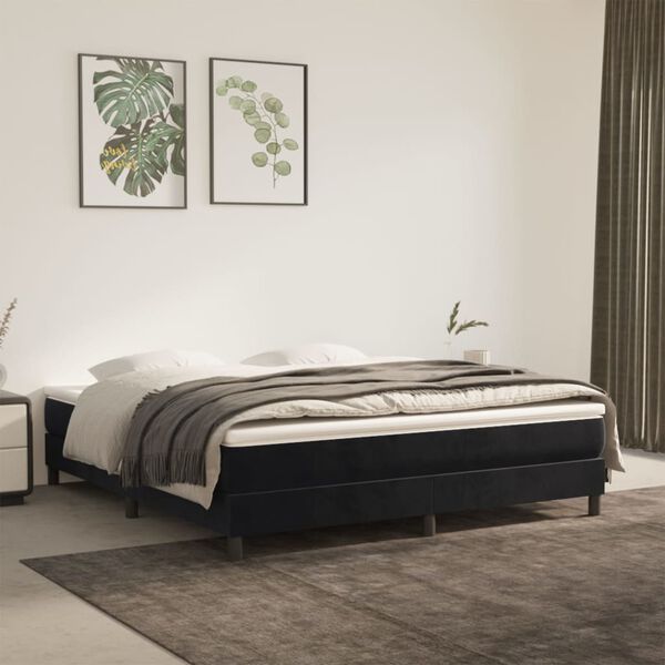 vidaXL Sommier &agrave; lattes de lit avec matelas Noir 180x200 cm Velours