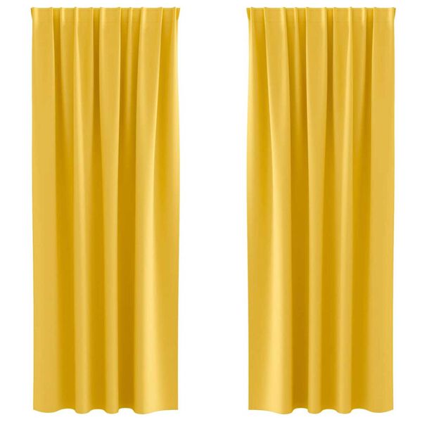 vidaXL Rideaux occultants avec anneaux 2 pcs Jaune moutarde