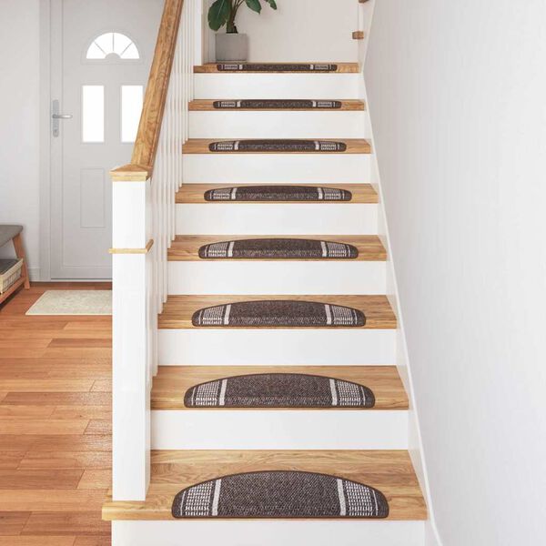 vidaXL Tapis d'escalier auto-adh&eacute;sifs 15 pcs Marron 65 x 21 x 4 cm