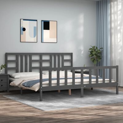 vidaXL Cadre de lit sans matelas gris 200x200 cm bois massif de pin