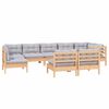 vidaXL Salon de jardin 9 pcs avec coussins gris bois de pin massif