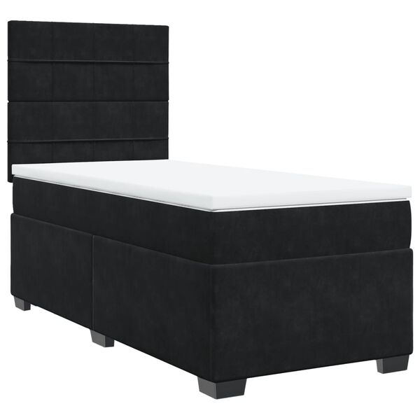 vidaXL Sommier &agrave; lattes de lit avec matelas Noir 90x200 cm Velours