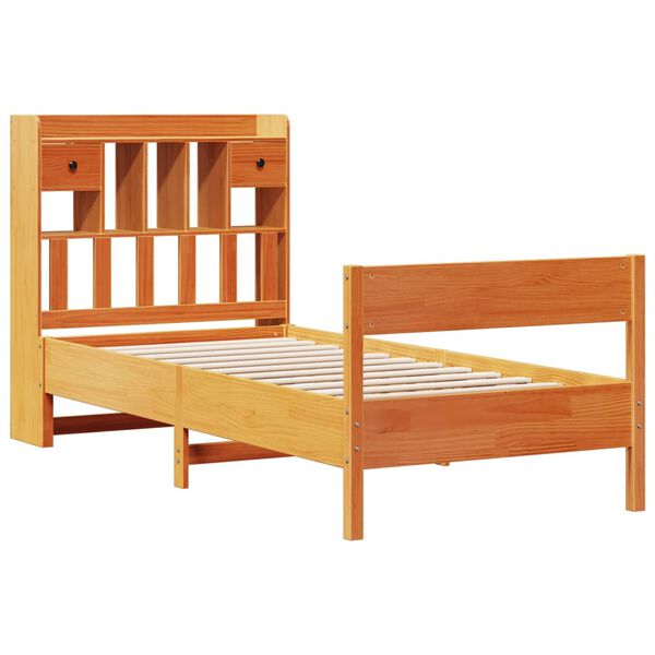 vidaXL Lit biblioth&egrave;que sans matelas cire marron 100x200 cm pin massif