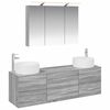 vidaXL Ensemble de mobilier de salle de bain 4 pcs Sonoma gris