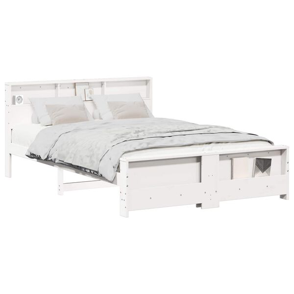 vidaXL Cadre de lit Blanc 150 x 200 cm Bois d'ing&eacute;nierie