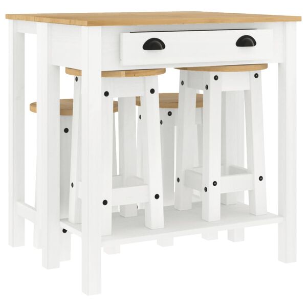 vidaXL Ensemble de bar 5 pcs Blanc Bois de pin massif