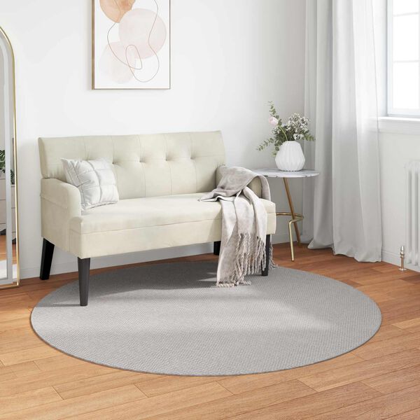 vidaXL Tapis de surface Rond LUGO Cr&egrave;me et gris &Oslash; 120 CM Polyester