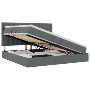 vidaXL Lit de rangement LED avec matelas Gris fonc&eacute; 200 x 200 cm Tissu