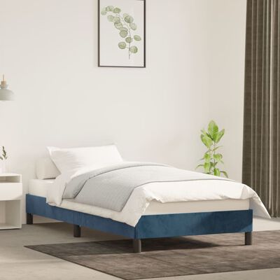 vidaXL Cadre de lit sans matelas bleu foncé 100x200 cm velours