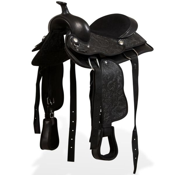 vidaXL Selle, bridon et col de poitrine Cuir v&eacute;ritable 12 po Noir