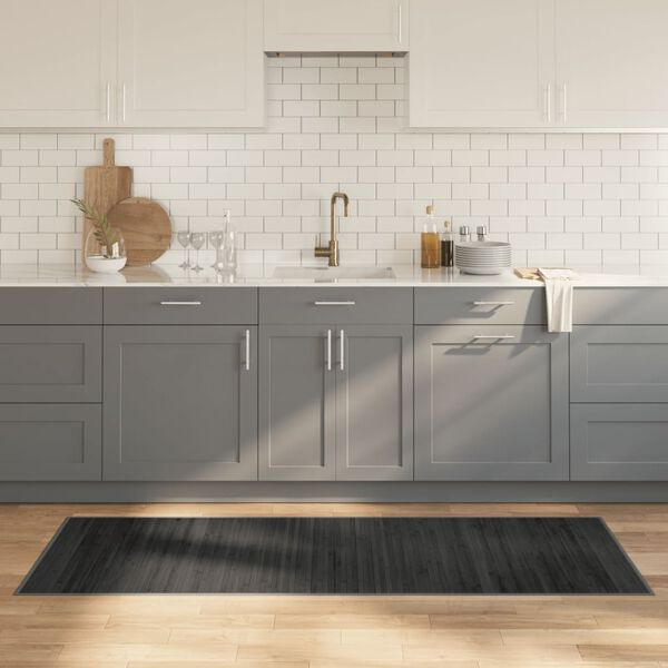 vidaXL Tapis rectangulaire gris 70x200 cm bambou