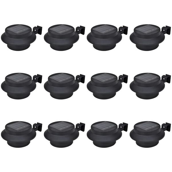 vidaXL Lampes solaires &agrave; LED d'ext&eacute;rieur pour cl&ocirc;ture 12 pcs Noir