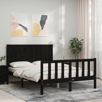 vidaXL Cadre de lit sans matelas noir 120x200 cm bois de pin massif