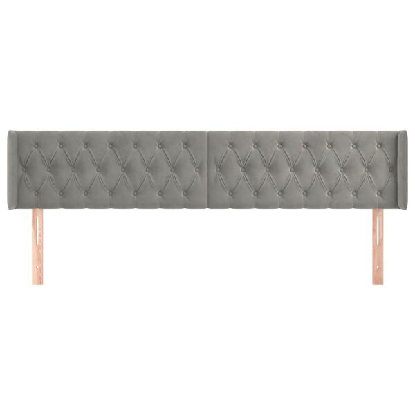 vidaXL T&ecirc;te de lit avec oreilles Gris clair 183x16x78/88 cm Velours