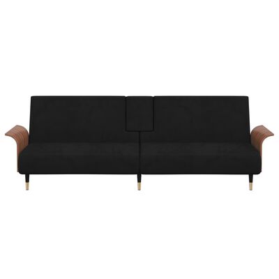 vidaXL Canapé-lit avec porte-gobelets noir velours