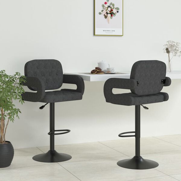vidaXL Tabourets de bar lot de 2 gris fonc&eacute; tissu