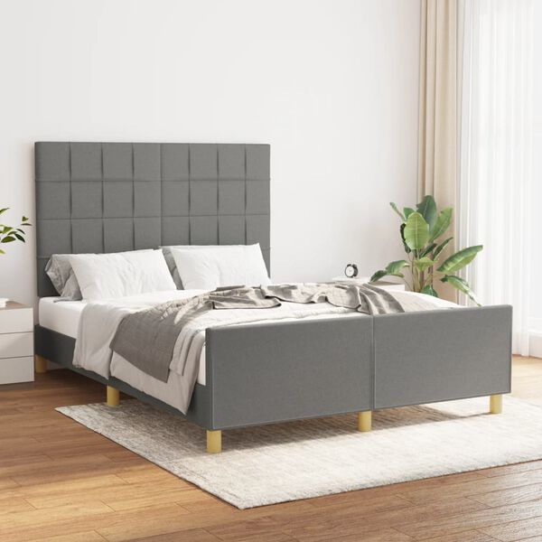 vidaXL Cadre de lit sans matelas gris fonc&eacute; 140x190 cm tissu