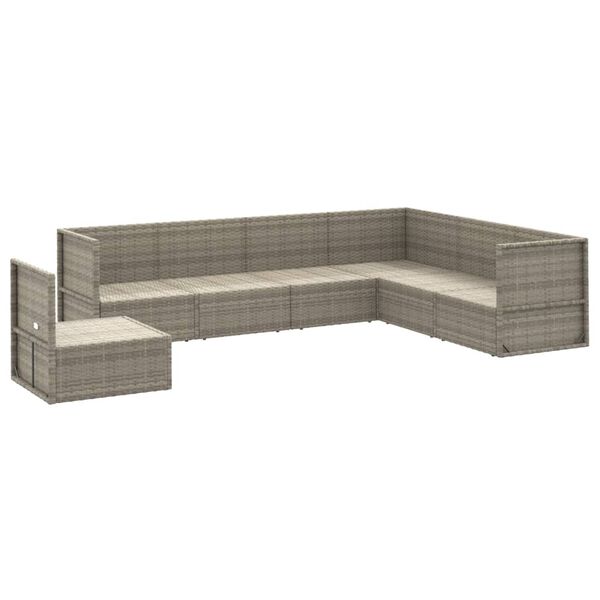 vidaXL Salon de jardin 7 pcs avec coussins Gris R&eacute;sine tress&eacute;e