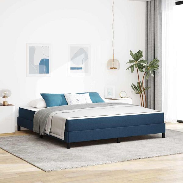 vidaXL Lit &agrave; ressorts avec matelas Bleu 180 x 200 cm tissu