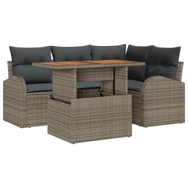 vidaXL Ensemble de canap&eacute; de jardin avec coussin 5 pcs Gris