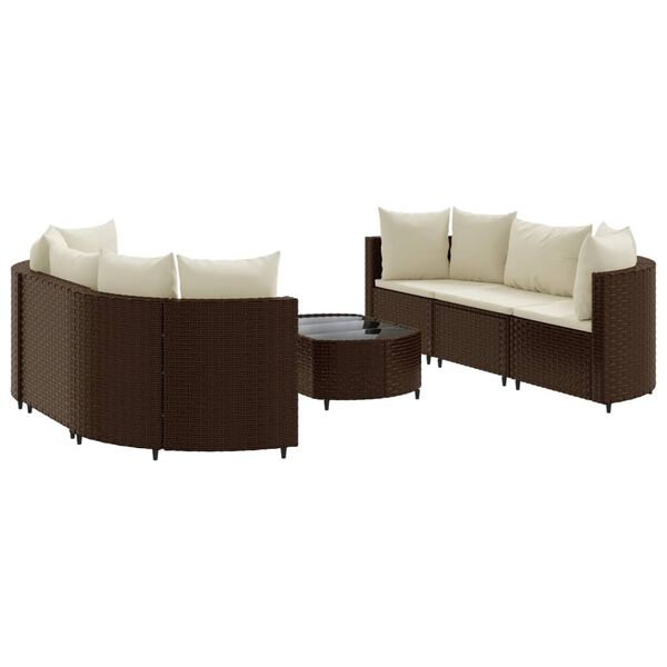 vidaXL Salon de jardin avec coussins 7 pcs marron r&eacute;sine tress&eacute;e