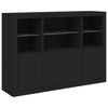 vidaXL Buffets avec lumi&egrave;res LED 3 pcs noir bois d'ing&eacute;nierie