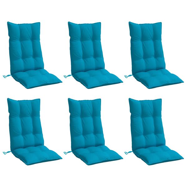 vidaXL Coussins de chaise &agrave; dossier haut lot de 6 bleu clair