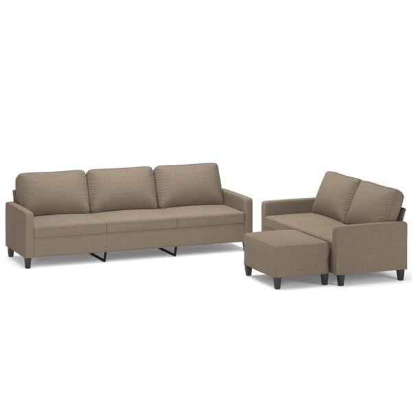 vidaXL Ensemble de canap&eacute;s 3 pcs avec coussins Taupe Tissu