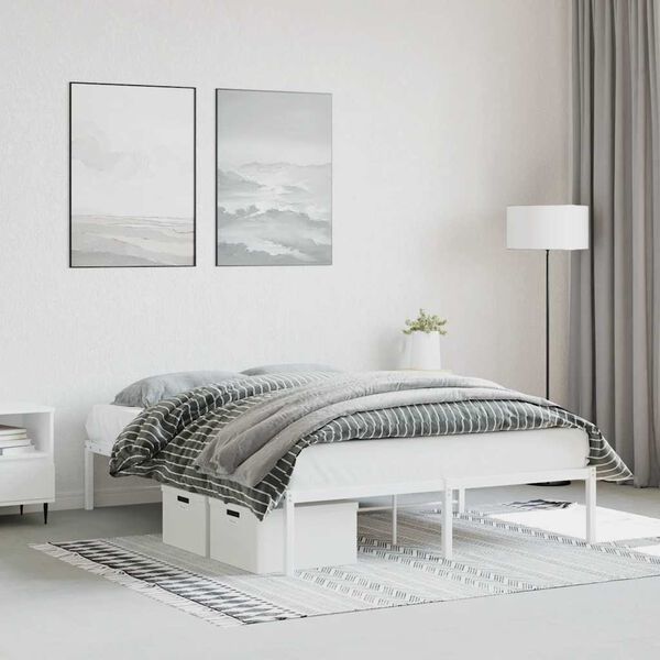 vidaXL Cadre de lit m&eacute;tal blanc 135x190 cm