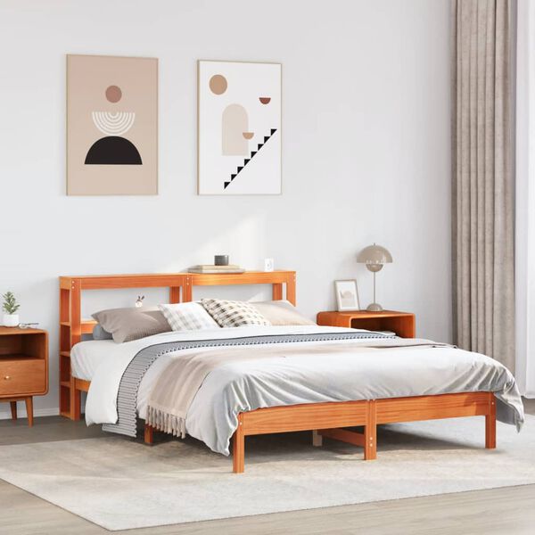vidaXL Cadre de lit sans matelas cire marron 160x200cm bois pin massif