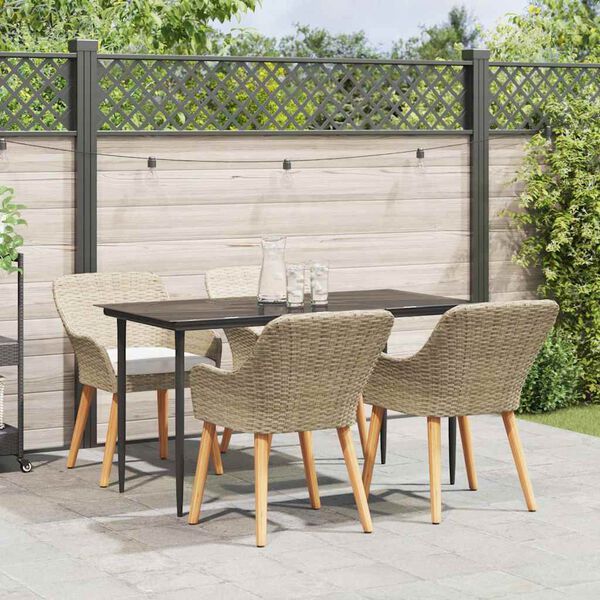 vidaXL Ensemble de salle &agrave; manger pour jardin 5 pcs Beige polyrotin