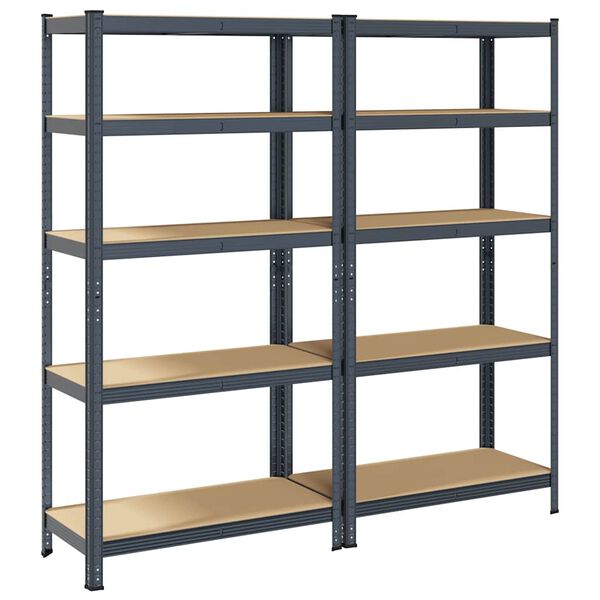 vidaXL &Eacute;tag&egrave;re &agrave; 5 niveaux 2 pcs anthracite acier et bois ing&eacute;nierie