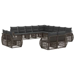 vidaXL Ensemble de canap&eacute; de jardin 13 pc Gris et Gris fonc&eacute; polyrotin