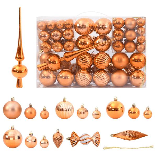vidaXL Boules de No&euml;l 98 pcs cuivre &Oslash;3/4/6 cm