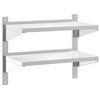 vidaXL &Eacute;tag&egrave;re murale &agrave; 2 niveaux 75x40x60 cm argent&eacute; acier inoxydable