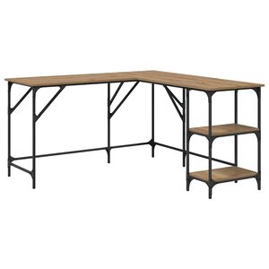 vidaXL Bureau Ch&ecirc;ne artisanal Bois d'ing&eacute;nierie 139 x 139 x 75 cm