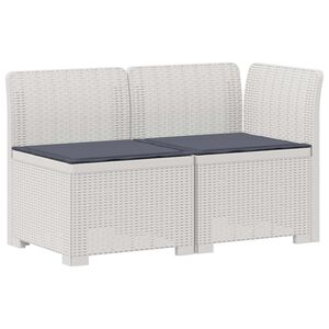 vidaXL Canap&eacute; de jardin 2 places avec coussins look rotin PP Blanc