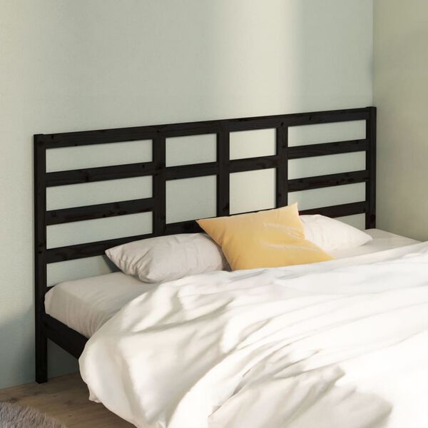 vidaXL T&ecirc;te de lit Noir 186x4x104 cm Bois massif de pin