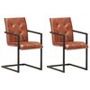 vidaXL Chaises &agrave; manger cantilever lot de 2 marron cuir v&eacute;ritable