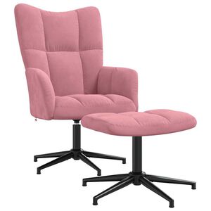 vidaXL Chaise de relaxation avec tabouret Rose Velours