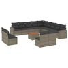 vidaXL Salon de jardin avec coussins 14 pcs gris r&eacute;sine tress&eacute;e