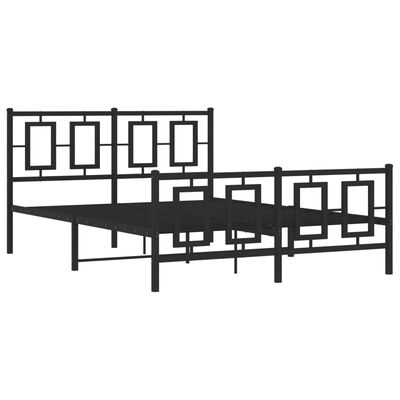 vidaXL Cadre de lit métal sans matelas avec pied de lit noir 135x190cm